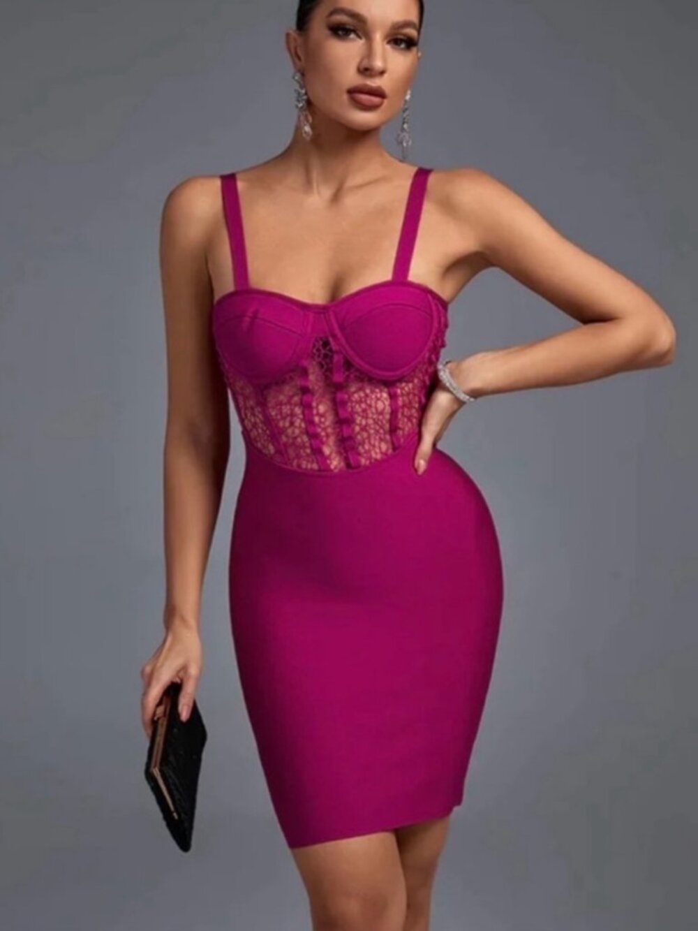 Elegant Magenta Bodycon Dress